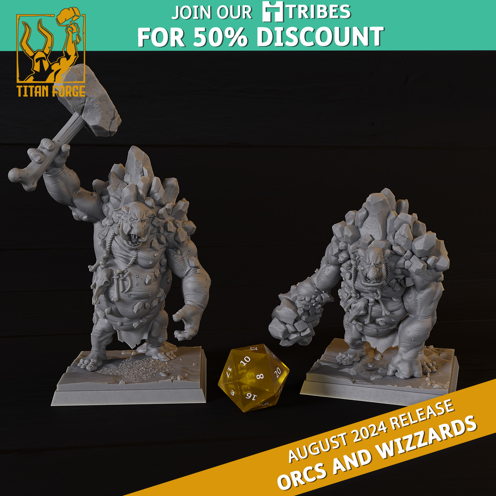 Orc Stone Trolls - Titan Forge Miniatures - 2024 - August - Orcs and Wizzards